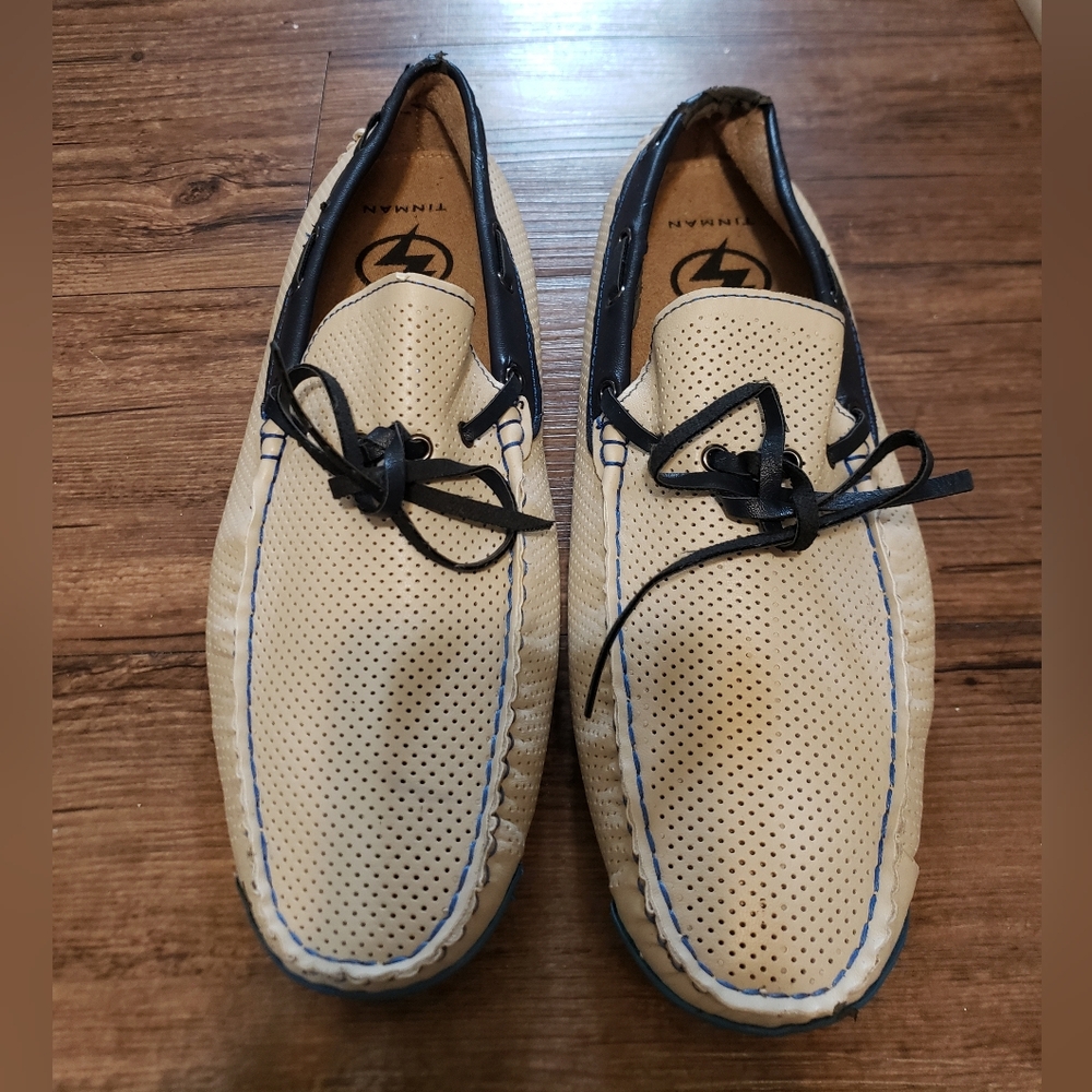 Tinman Men's Cream and Blue Loafers